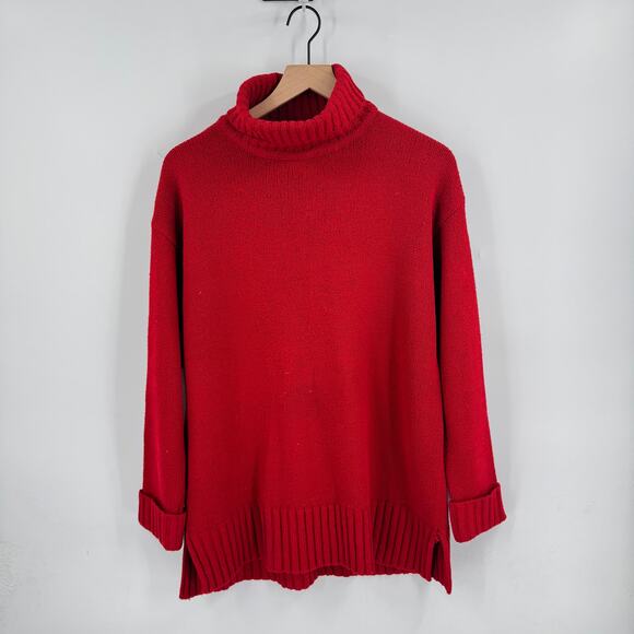 Vintage Express Tricot Red Turtleneck Sweater Large Hong Kong 90s Oversized Cozy - Picture 7 of 7
